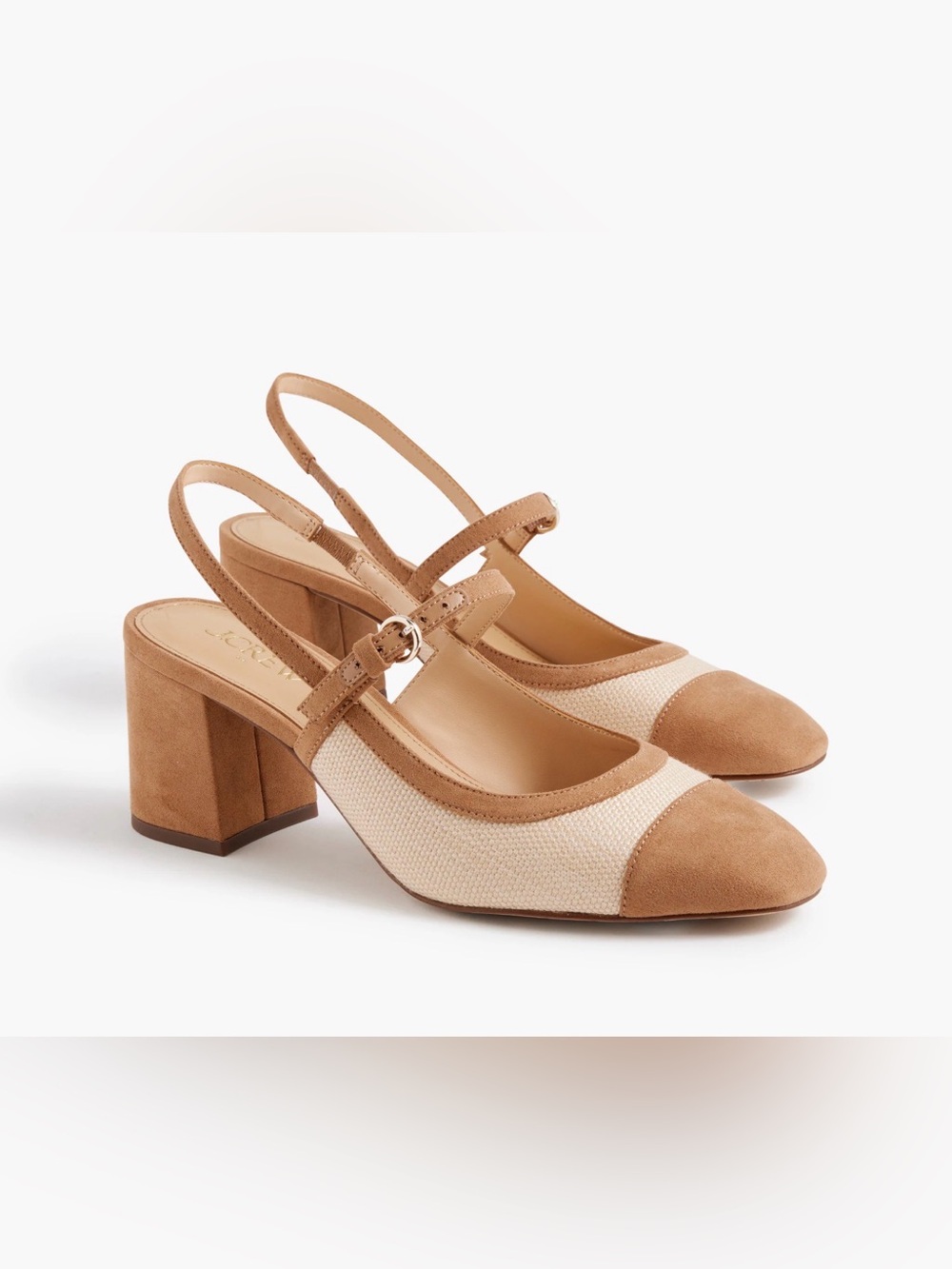 J.Crew Factory Woven Slingback Heels Cream Beige 8